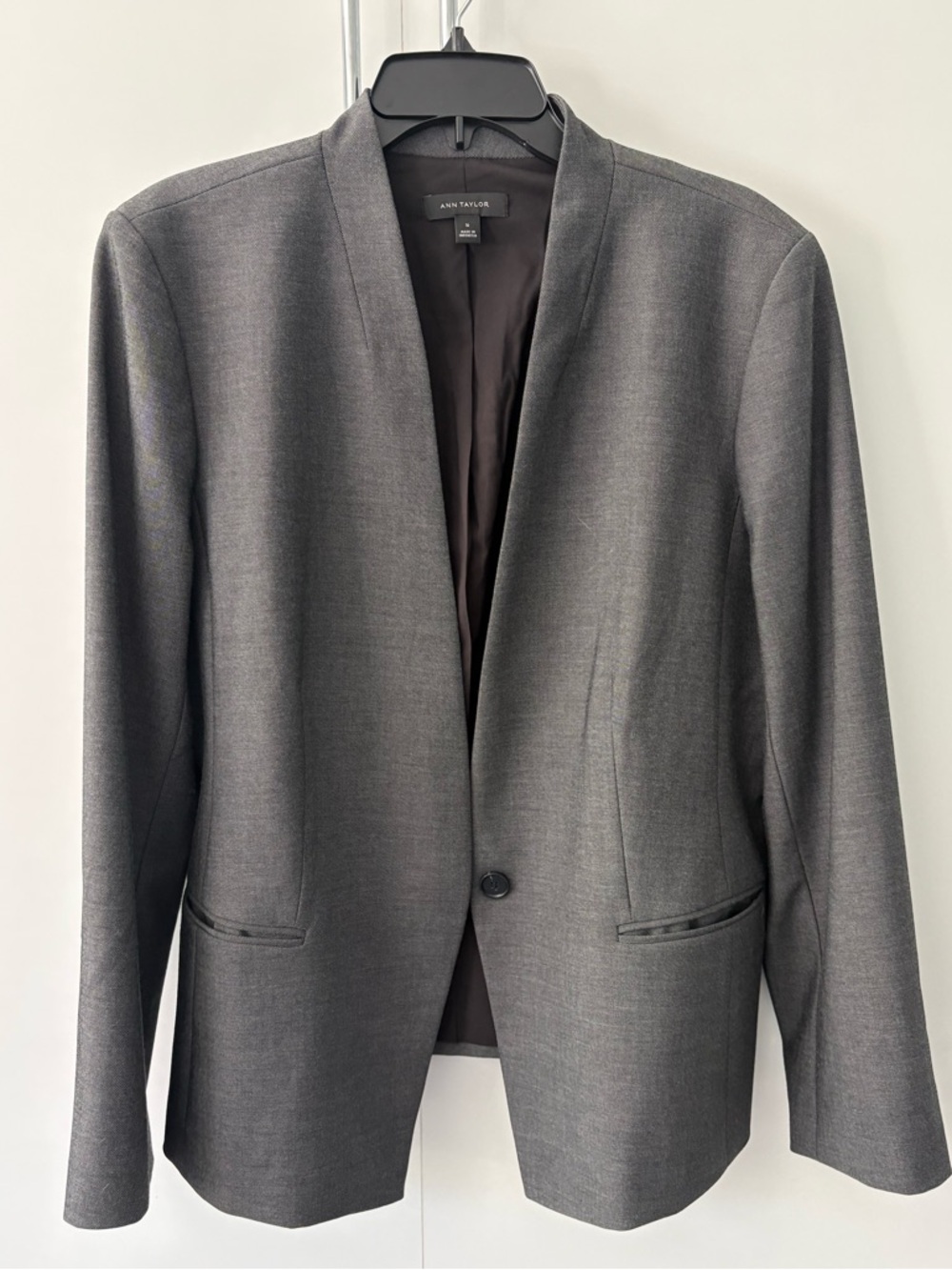 Ann Taylor charcoal single button blazer